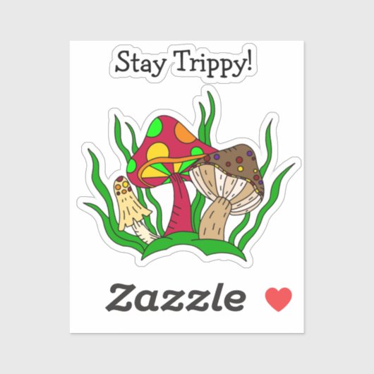 Sticker Art dessiné à la main par des champignons magiques (Feuille)