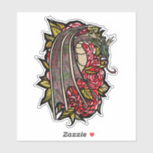 Sticker Art Dragon Roses Rouge (Feuille)