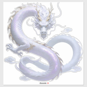 Sticker Art du Dragon Blanc   Esthétique Fantastique Mythi