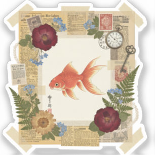 Sticker Art élégant de collage Ukiyoe – Beauté vintage JP