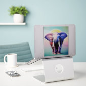 Sticker Art Eléphant Vibrant Une Pop de Couleur pour votre (Ordinateur portable sur le bureau)