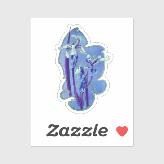 Sticker Art Floral Iris Bleu (Feuille)