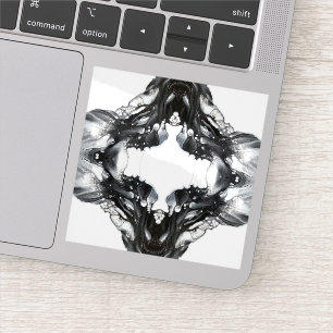 Sticker Art fluide abstrait noir et blanc Lumière et Obscu