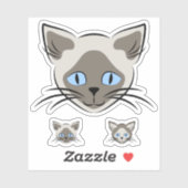 Sticker Art Graphique de visage de chat bleu siamois (Feuille)