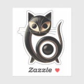 Sticker Art moderne du milieu du siècle Chat noir (Feuille)