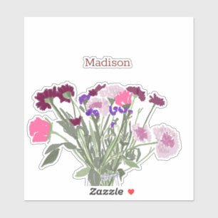 Sticker Art moderne Fleurs sauvages colorés heureux +Perso