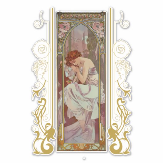 Sticker Art Nouveau Alphonse Mucha Night's Reest (Devant)