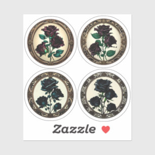 Sticker Art Nouveau Black Rose Red Rose Assortiment #1