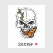 Sticker Art numérique crâne et papillon (Feuille)