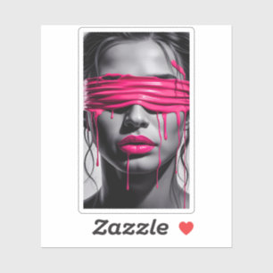 Sticker Art Pop Moderne Audacieux Peinture Rose qui Dégoul