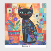 Sticker Art populaire de chat noir (Feuille)