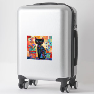 Sticker Art populaire de chat noir