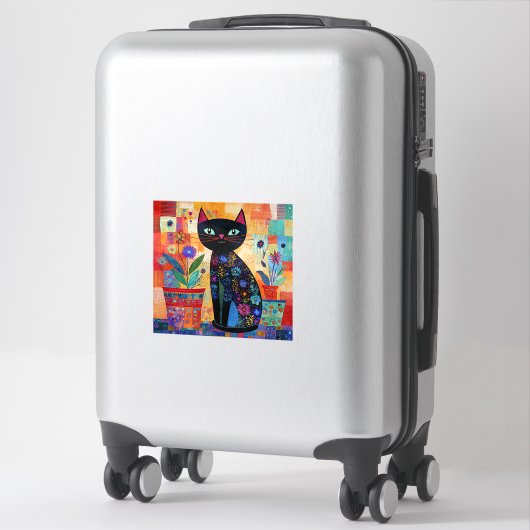 Sticker Art populaire de chat noir (Sur valise)