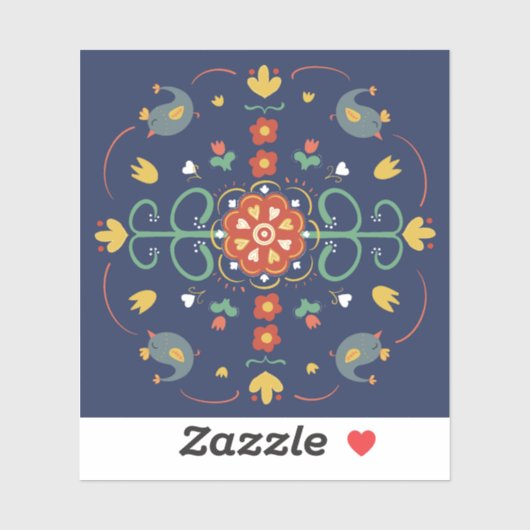 Sticker Art populaire sur bleu (Feuille)