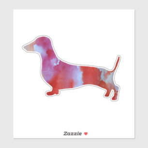 Sticker Art rose d'aquarelle de teckel