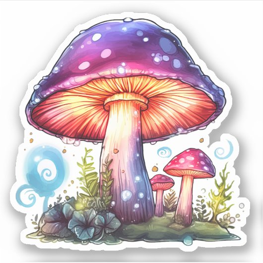 Sticker Art Trippy Psychedelic Earthy Mushroom (Devant)