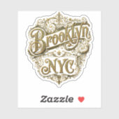 Sticker Art typographique à filigrane doré orné de Brookly (Feuille)