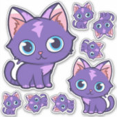 Sticker Art vectoriel de chat Anime Violet (Devant)