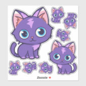 Sticker Art vectoriel de chat Anime Violet (Feuille)