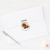 Sticker artisanal Red Long Haired Dachshund Chef (Enveloppe)