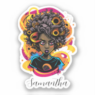 Sticker Artiste Afro femme