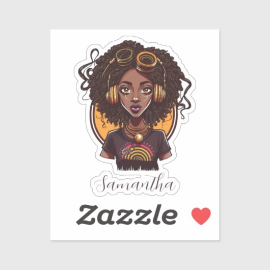 Sticker Artiste Afro femme (Feuille)