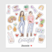 Sticker Artiste amusant Créative Vie Art Fournitures Illus (Feuille)