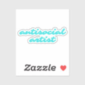 Sticker Artiste Antisocial | Aqua Blue Funny Cursive (Feuille)