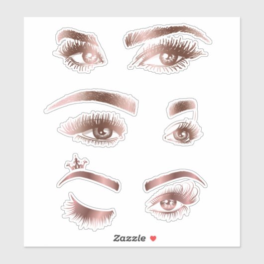 Sticker Artiste maquillage Belle main dessinée Yeux Brows  (Feuille)