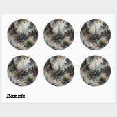 Sticker Artistic Rond avec Conception Abstraite (Feuille)