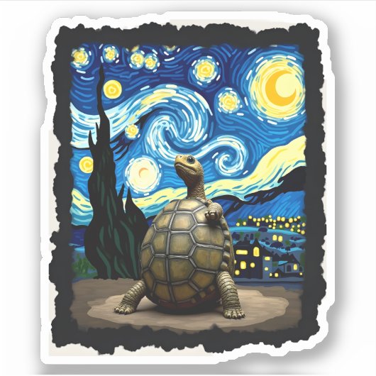 Sticker Artistic Turtle Shirt Starry Night Turtle (2) (Devant)