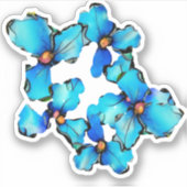 Sticker Artsy de fleurs bleues de forme personnalisée (Devant)