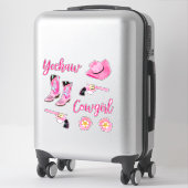 Sticker Artsy mignonne fille rose Turquoise fille aquarell (Sur valise)