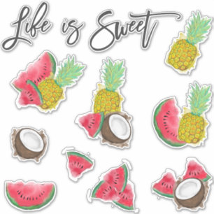 Sticker Artsy Tropical Fruit Pois Motif aquarelle