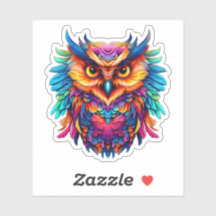 Artwork d'aquarelle colorée de Chouette Abstraite 