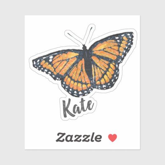 Sticker Artwork de papillons Monarque avec nom (Feuille)