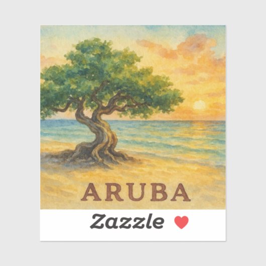 Sticker Aruba Eagle Beach Divi Tree Golden Hour (Feuille)