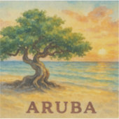 Sticker Aruba Eagle Beach Divi Tree Golden Hour (Devant)