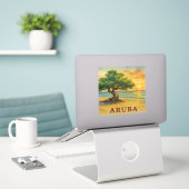 Sticker Aruba Eagle Beach Divi Tree Golden Hour (Ordinateur portable sur le bureau)