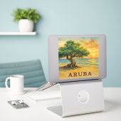 Sticker Aruba Eagle Beach Divi Tree Heure Dorée (Ordinateur portable sur le bureau)