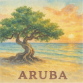 Sticker Aruba Eagle Beach Divi Tree Heure Dorée (Recto)