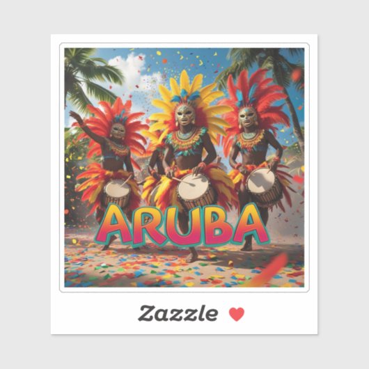 Sticker Aruba est l'heure de fêter (Feuille)