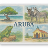 Sticker Aruba multivu en aquarelle (Devant)