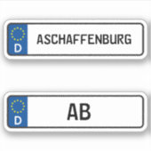 Sticker Aschaffenburg kennzeichen, Licence de voiture alle (Devant)