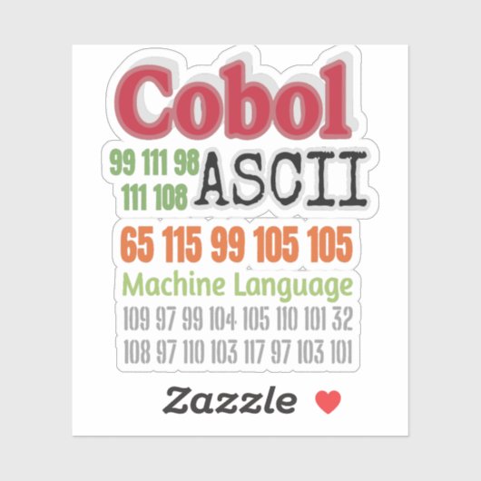 Sticker Ascii Cobol Programming Machine Language (Feuille)