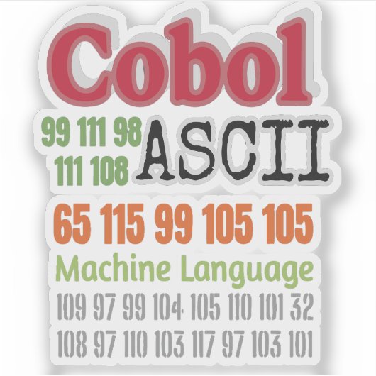 Sticker Ascii Cobol Programming Machine Language (Devant)