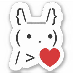 Sticker ASCII Texte Art Lapin Lapin Donner Coeur