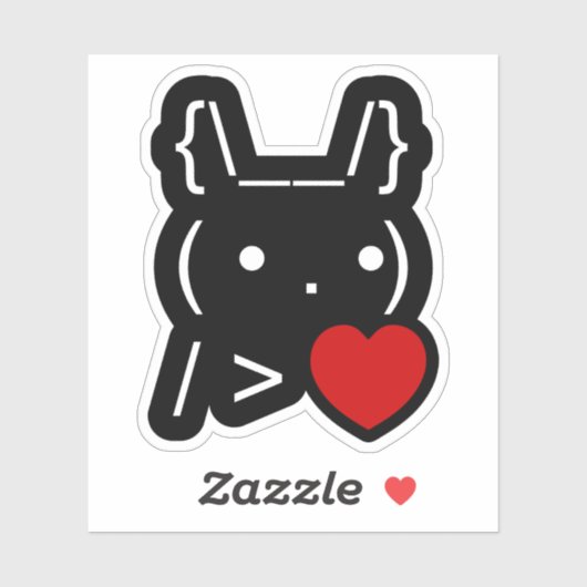 Sticker ASCII Texte Art Lapin Lapin Donner Coeur (Feuille)