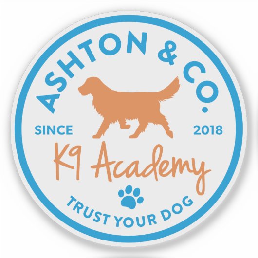 Sticker Ashton & Co. K9 Academy 2c Logo Light (Devant)