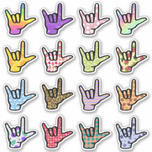 Sticker ASL I Love You ILY Hand Signes